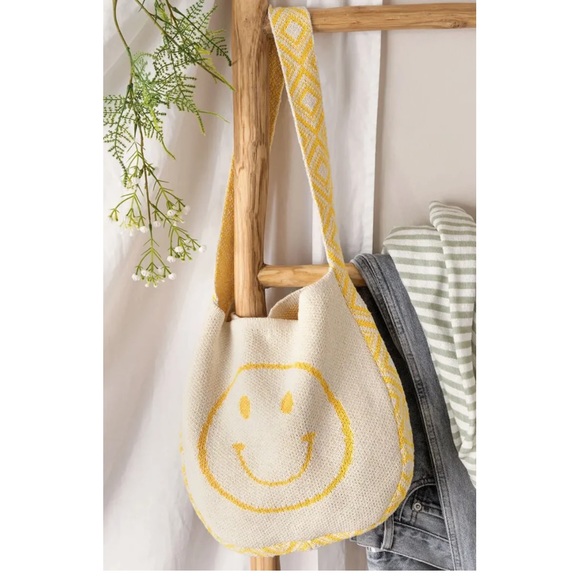 Bohemian Aztec Shoulder Smile Face Tote southwestern pool beach vacation bag - Picture 3 of 5